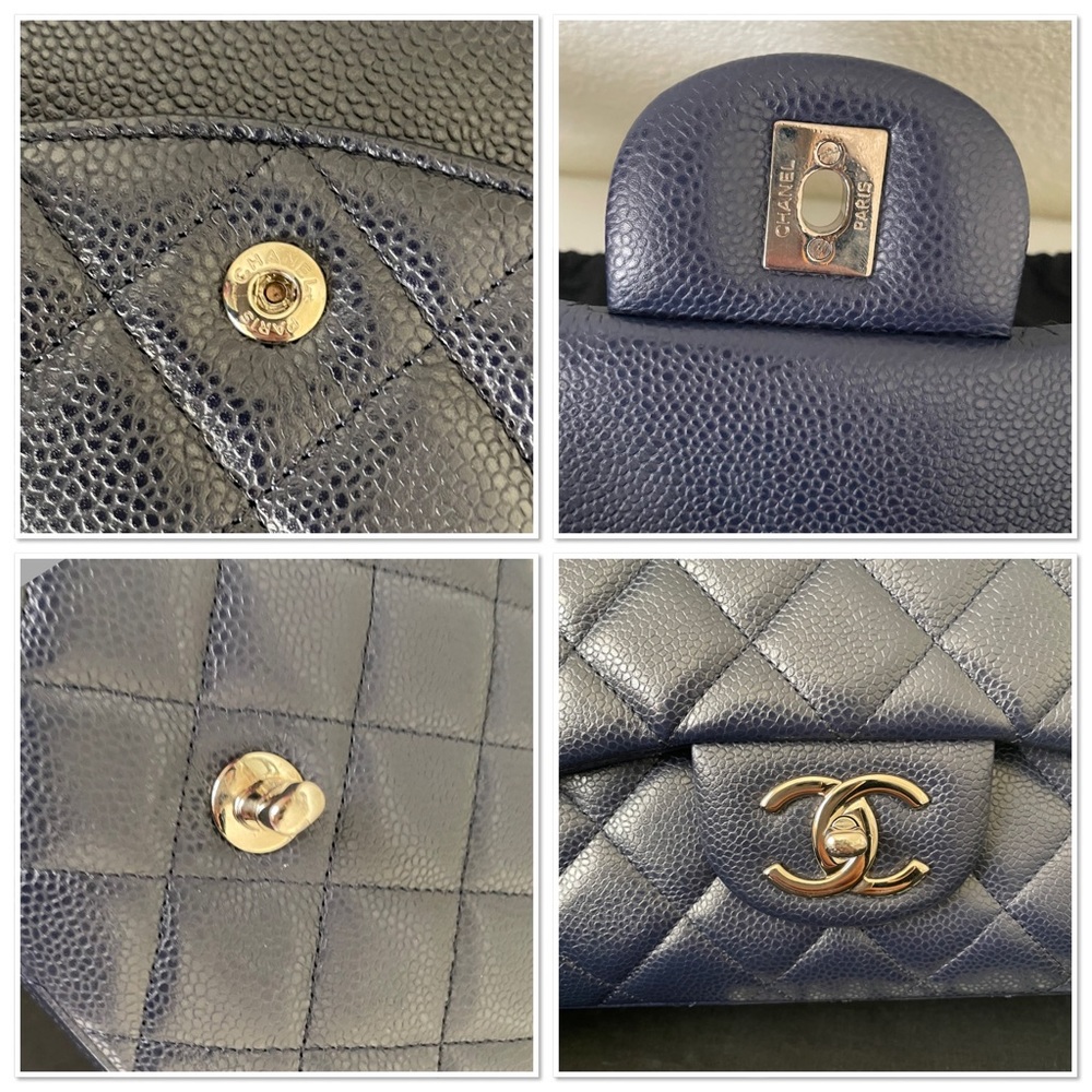 Sold Chanel Navy Caviar Maxi Double Flap bag - Picture 13 of 15